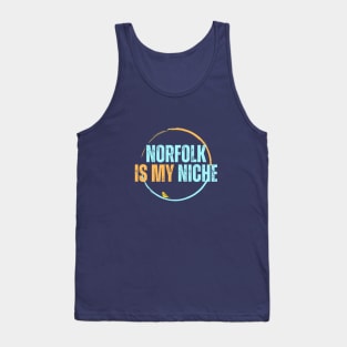 Norfolk is my Niche Turquoise and orange Tank Top